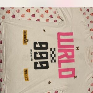 Pink and Black Long Sleeve Tee with Bold Graphic Design